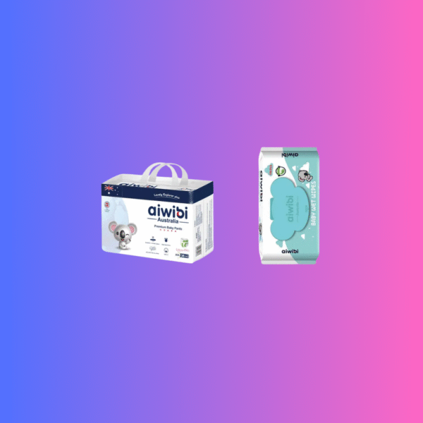 Aiwibi Australian Disposable Breathable Baby Diapers with Elastic Waistband – XXL36 + wipes