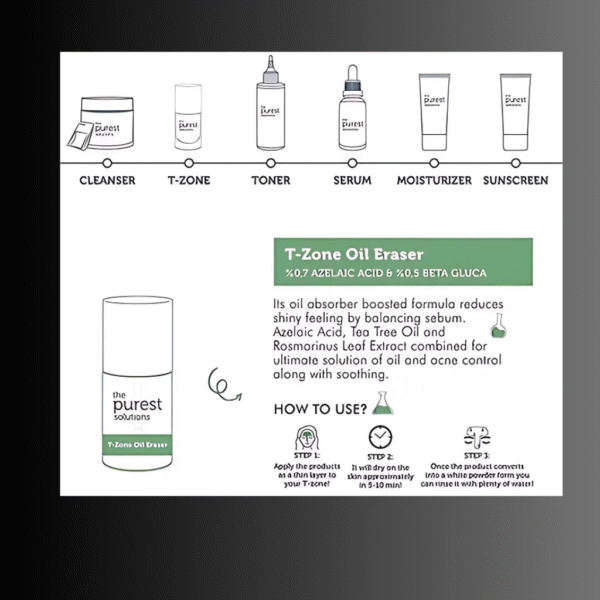 The Purest Solutions T-Zone Oil Eraser (0.7% Azelaic Acid & 0.5% Beta Glucan) | 10ml - Image 3