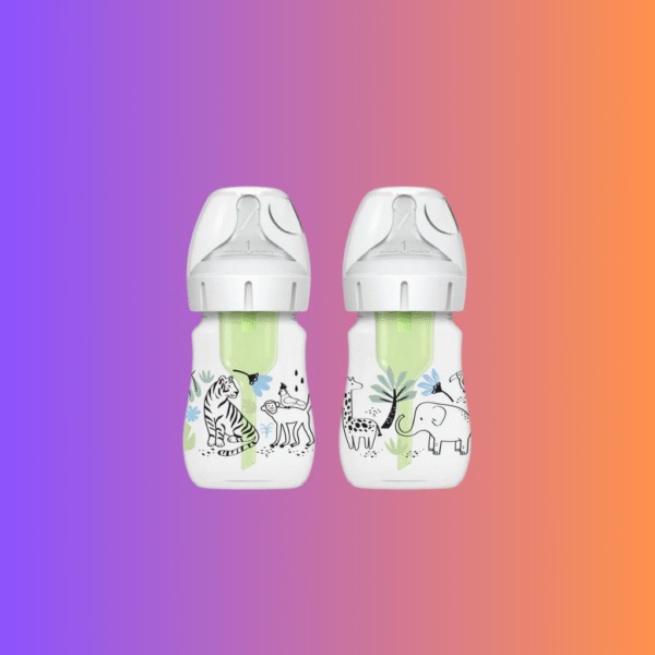 Dr Brown's 5oz/150ml Options+ Wide-Neck Designer Bottles, Jungle Designs, 2-Pack WB52014