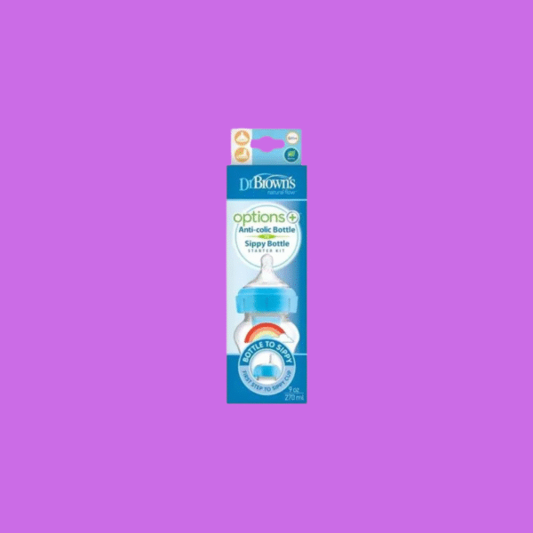 Dr Brown's Options+ Wide-Neck Blue Deco Bottle w/ Sippy Spout