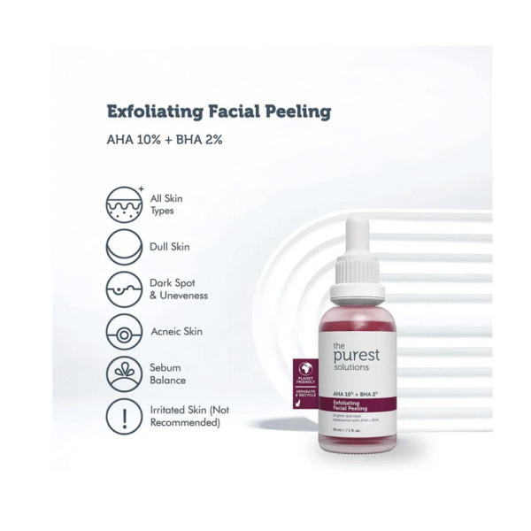 The Purest Solutions Exfoliating Facial Peeling | AHA 10% + BHA 2% | 30ml