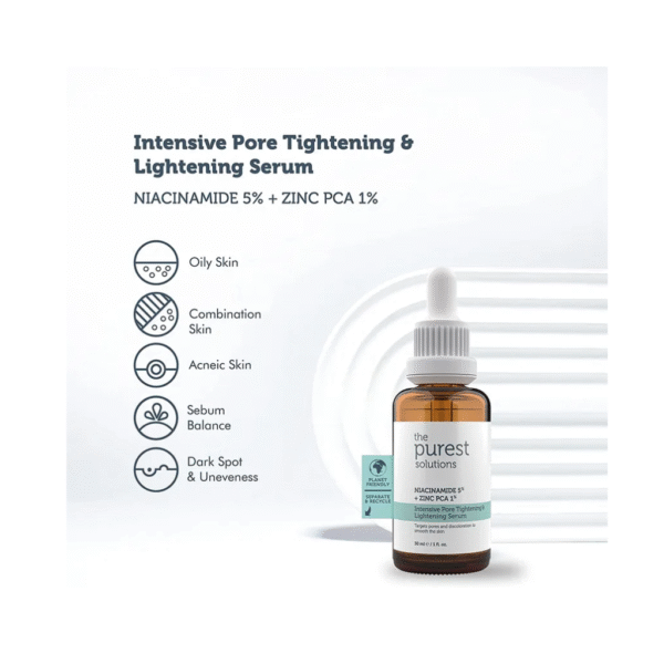 The Purest Solutions Intensive Pore Tightening & Lightening Serum | Niacinamide 5% + Zinc Pca 1% | 30ml