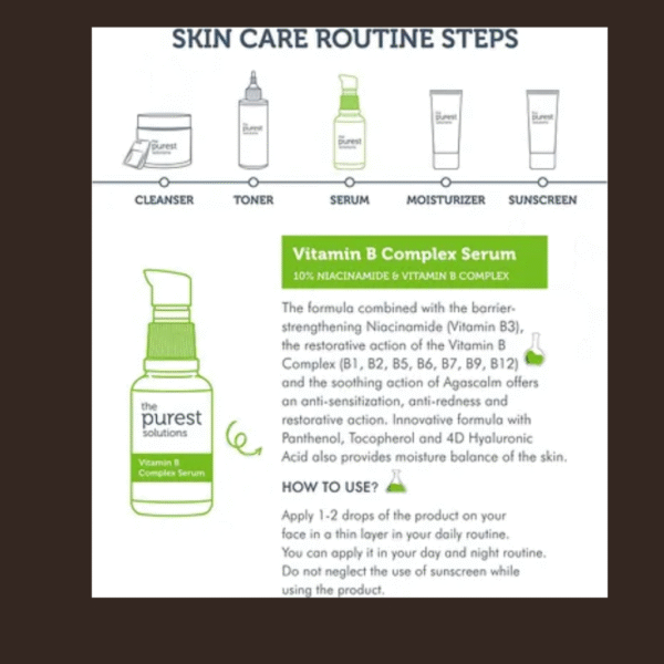 The Purest Solutions Vitamin B Complex Serum | Niacinamide 10% + Vitamin B Complex | 30ml - Image 2